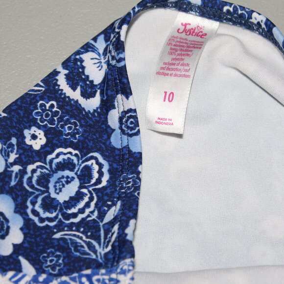 Blue & White 2 Pcs Justice Bikini Swimsuit Size 10 - Picture 4 of 11